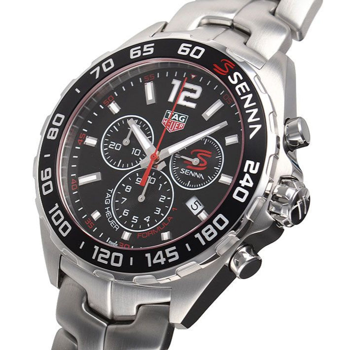  Shop Authentic Tag Heuer Senna Chronograph Special Edition Black Dial Silver Steel Strap Watch for Men - CAZ1015.BA0883 - Luxxuri