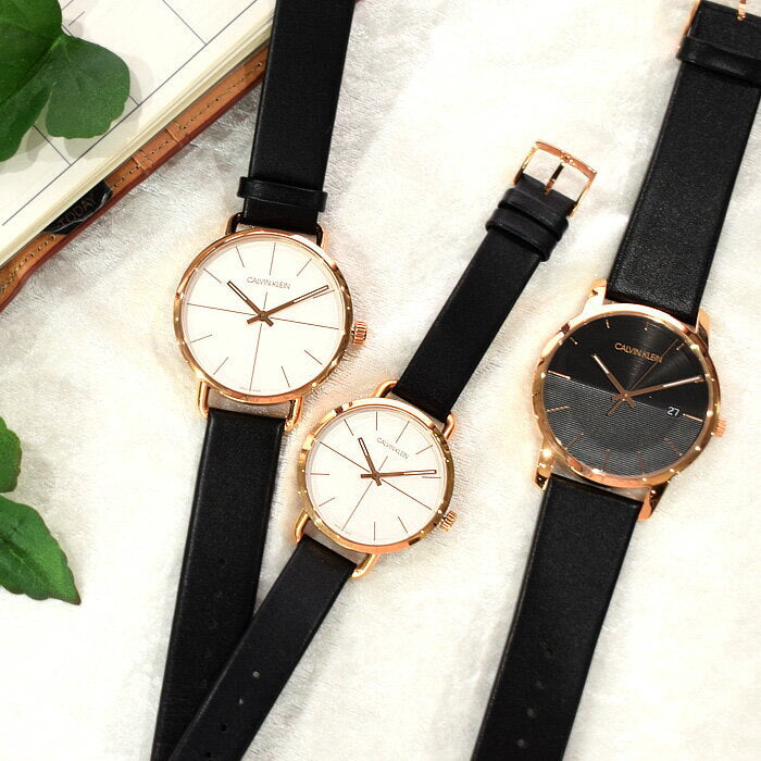  Shop Authentic Calvin Klein Even White Dial Black Leather Strap Watch for Women - K7B216C6 - Luxxuri