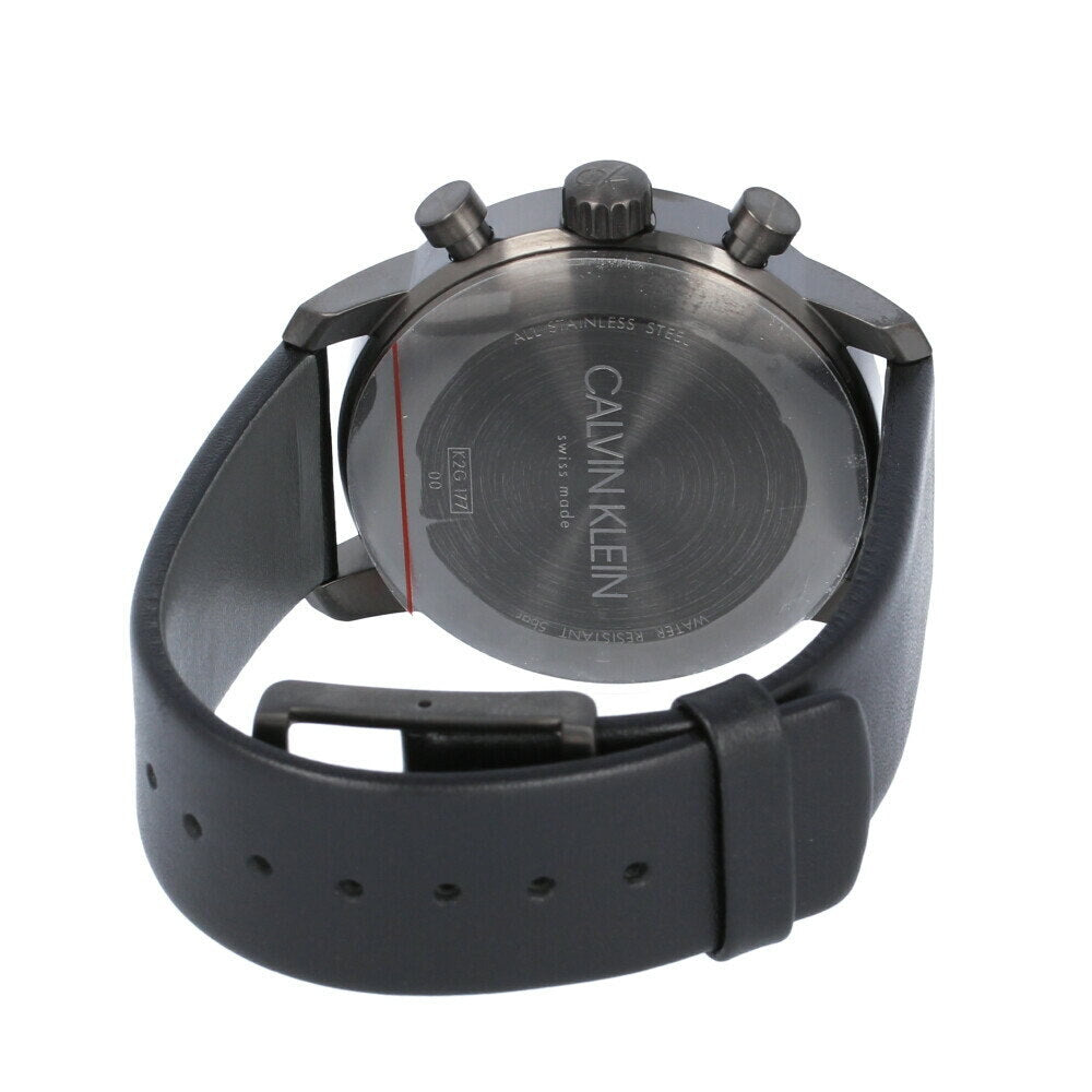  Shop Authentic Calvin Klein City Chronograph Grey Dial Black Leather Strap Watch for Men - K2G177C3 - Luxxuri