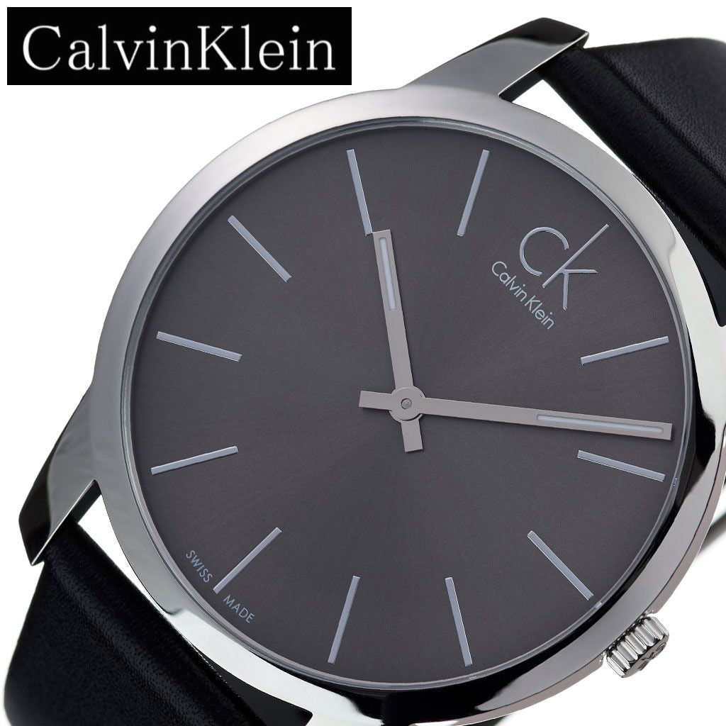  Shop Authentic Calvin Klein City Grey Dial Black Leather Strap Watch For Men - K2G21107 - Luxxuri