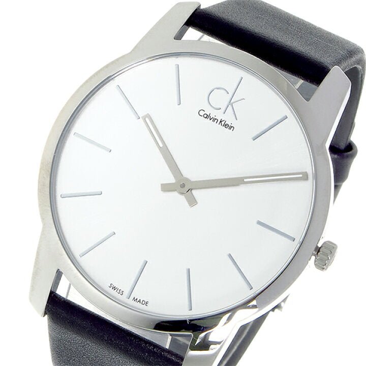  Shop Authentic Calvin Klein City White Dial Black Leather Strap Watch For Men - K2G211C6 - Luxxuri