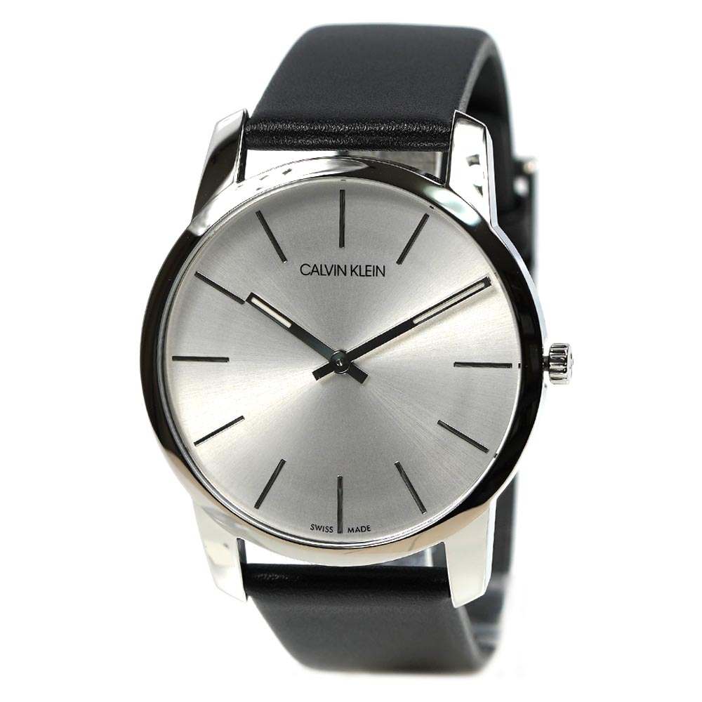  Shop Authentic Calvin Klein City White Dial Black Leather Strap Watch For Men - K2G211C6 - Luxxuri