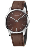  Shop Authentic Calvin Klein City Brown Dial Brown Leather Strap Watch for Men - K2G211GK - Luxxuri
