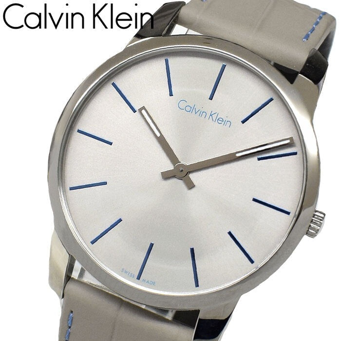  Shop Authentic Calvin Klein City Silver Dial Grey Leather Strap Watch for Men - K2G211Q4 - Luxxuri