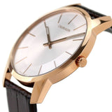  Shop Authentic Calvin Klein City Silver Dial Brown Leather Strap Watch For Men - K2G21629 - Luxxuri