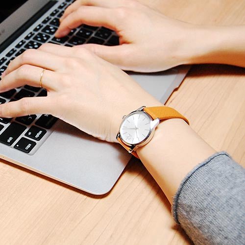  Shop Authentic Calvin Klein City Silver Dial Light Brown Leather Strap Watch For Women- K2G23120 - Luxxuri