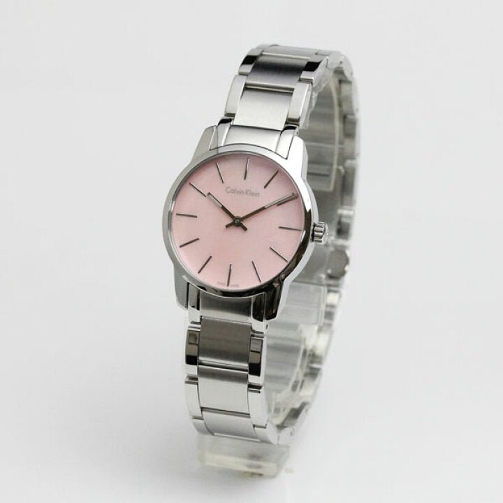  Shop Authentic Calvin Klein City Pink Mother of Pearl Dial Stainless Steel Strap Watch For Women - K2G2314E - Luxxuri