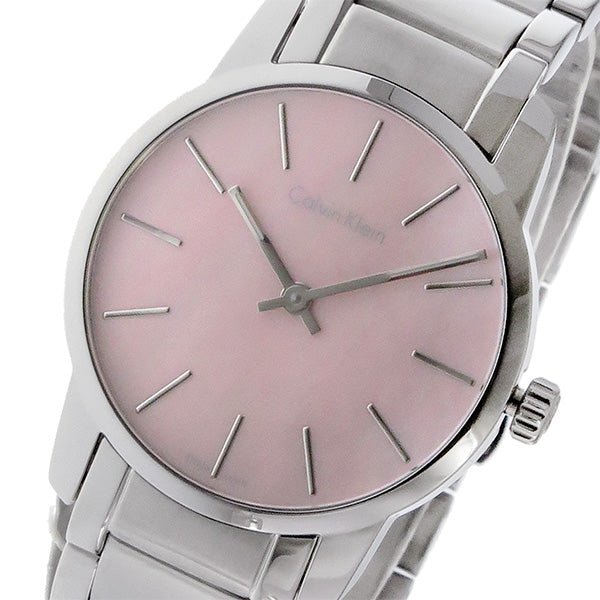  Shop Authentic Calvin Klein City Pink Mother of Pearl Dial Stainless Steel Strap Watch For Women - K2G2314E - Luxxuri