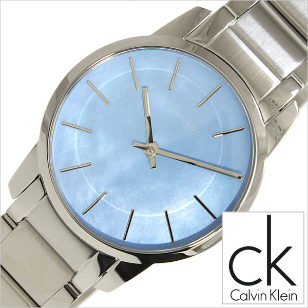  Shop Authentic Calvin Klein City Mother of Pearl Blue Dial Silver Steel Strap Watch for Women - K2G2314X - Luxxuri