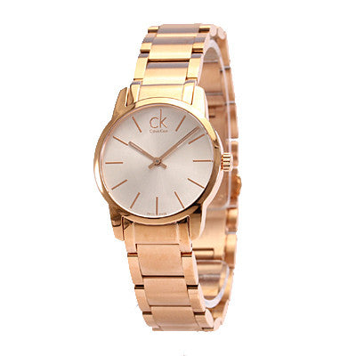Calvin Klein City White Mother of Pearl Dial Rose Gold Steel Strap Watch for Women - K2G23646