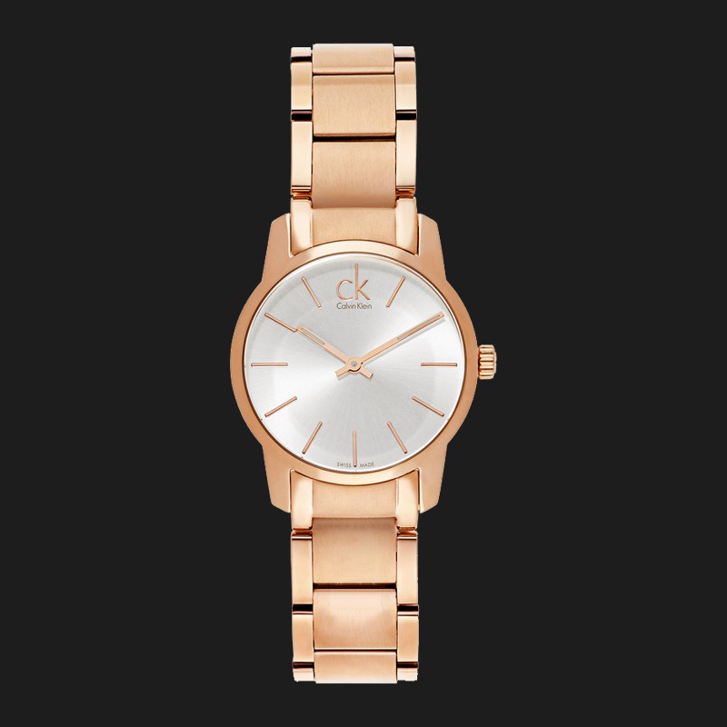 Calvin Klein City White Mother of Pearl Dial Rose Gold Steel Strap Watch for Women - K2G23646