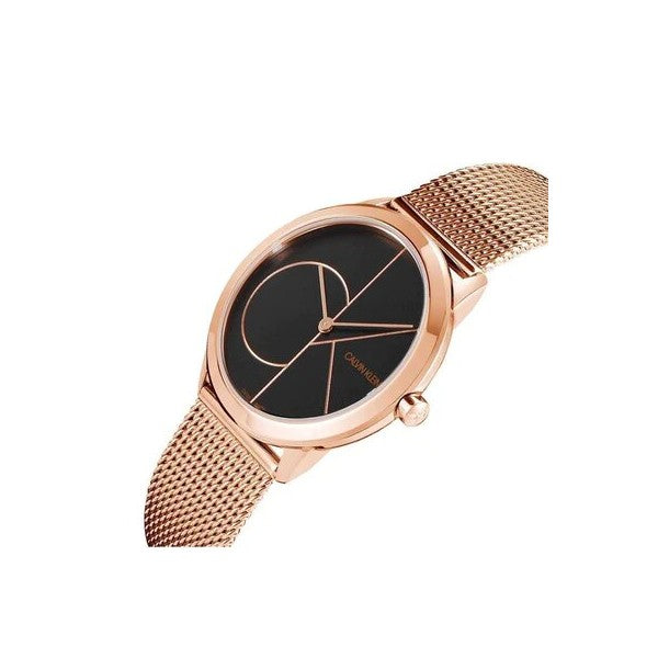  Shop Authentic Calvin Klein Minimal Black Dial Rose Gold Mesh Bracelet Watch for Men - K3M22621 - Luxxuri