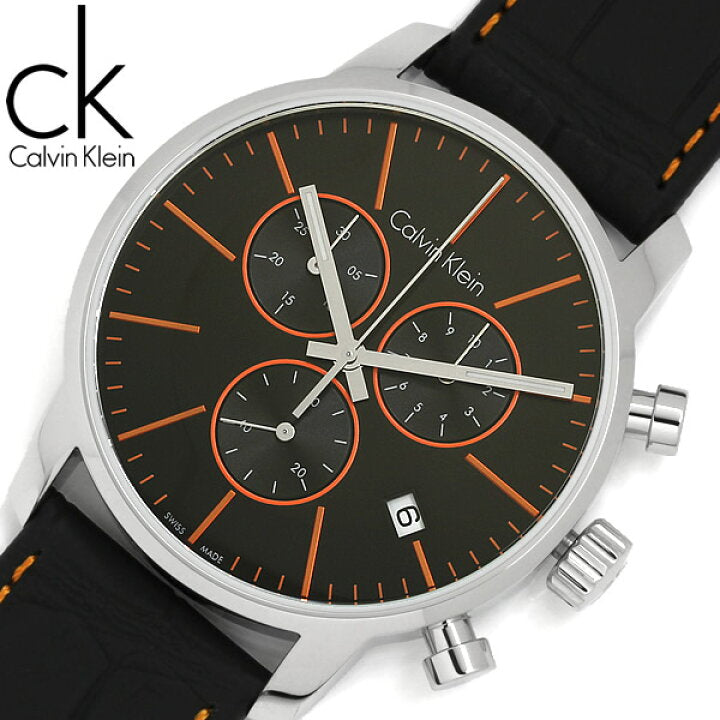  Shop Authentic Calvin Klein City Chronograph Black Dial Black Leather Strap Watch for Men - K2G271C1 - Luxxuri