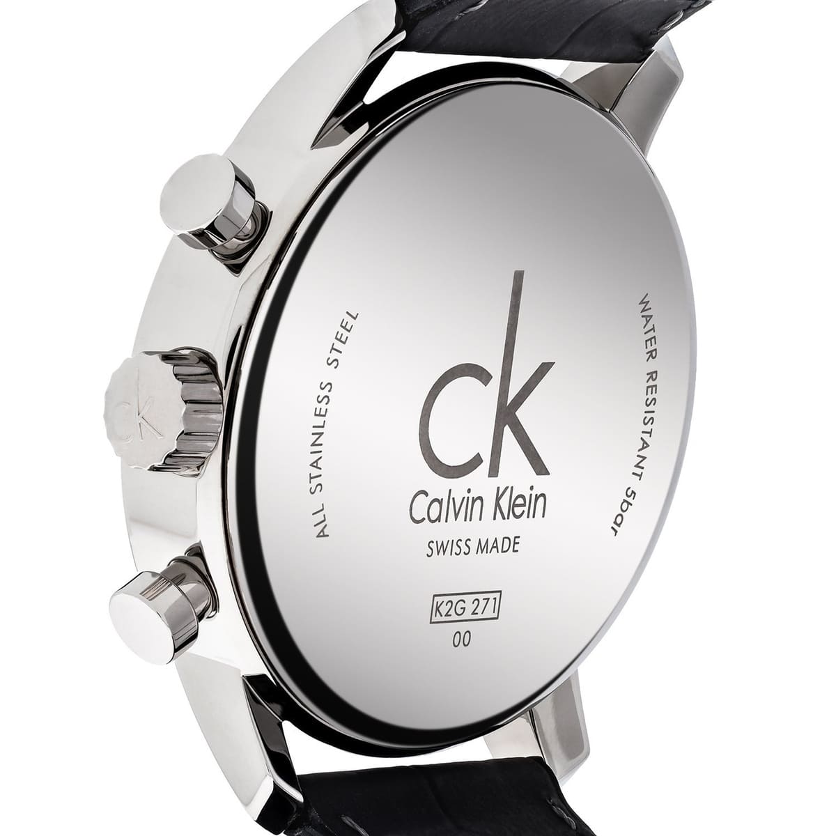  Shop Authentic Calvin Klein City Chronograph Black Dial Black Leather Strap Watch for Men - K2G271C3 - Luxxuri
