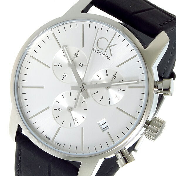  Shop Authentic Calvin Klein City Chronograph Silver Dial Black Leather Strap Watch for Men - K2G271C6 - Luxxuri
