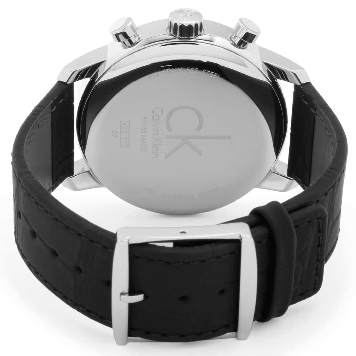  Shop Authentic Calvin Klein City Chronograph Silver Dial Black Leather Strap Watch for Men - K2G271C6 - Luxxuri