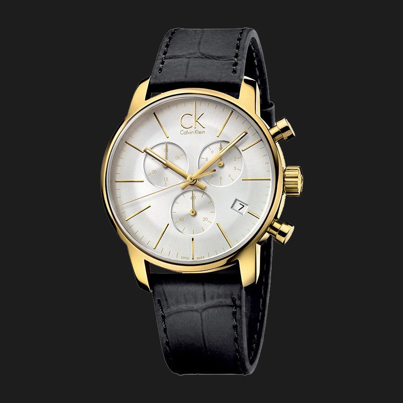  Shop Authentic Calvin Klein City Chronograph Silver Dial Black Leather Strap Watch for Men - K2G275C6 - Luxxuri