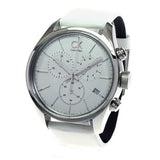  Shop Authentic Calvin Klein Masculine Chronograph White Dial White Leather Strap Watch for Men - K2H27101 - Luxxuri