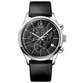  Shop Authentic Calvin Klein Masculine Chronograph Black Dial Black Leather Strap Watch for Men - K2H27102 - Luxxuri