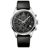  Shop Authentic Calvin Klein Masculine Chronograph Black Dial Black Leather Strap Watch for Men - K2H27102 - Luxxuri