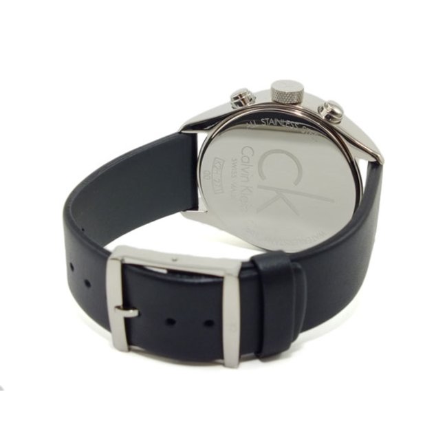  Shop Authentic Calvin Klein Masculine Chronograph White Dial Black Leather Strap Watch for Men - K2H27120 - Luxxuri