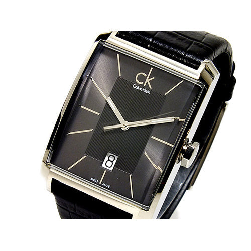  Shop Authentic Calvin Klein Window Black Dial Black Leather Strap Watch for Men - K2M21107 - Luxxuri