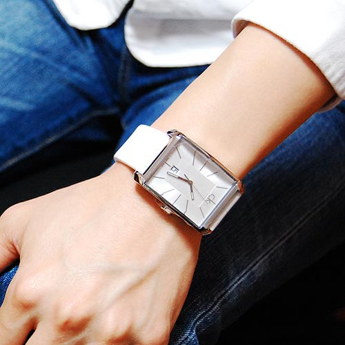  Shop Authentic Calvin Klein Window White Dial White Leather Strap Watch for Men - K2M21120 - Luxxuri