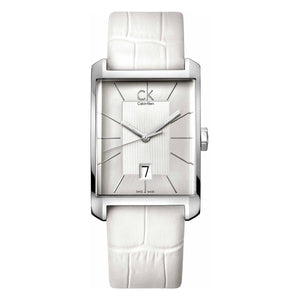  Shop Authentic Calvin Klein Window White Dial White Leather Strap Watch for Men - K2M21120 - Luxxuri