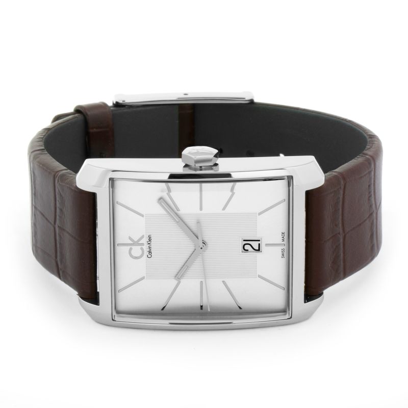  Shop Authentic Calvin Klein Window Silver Dial Brown Leather Strap Watch for Men - K2M21126 - Luxxuri