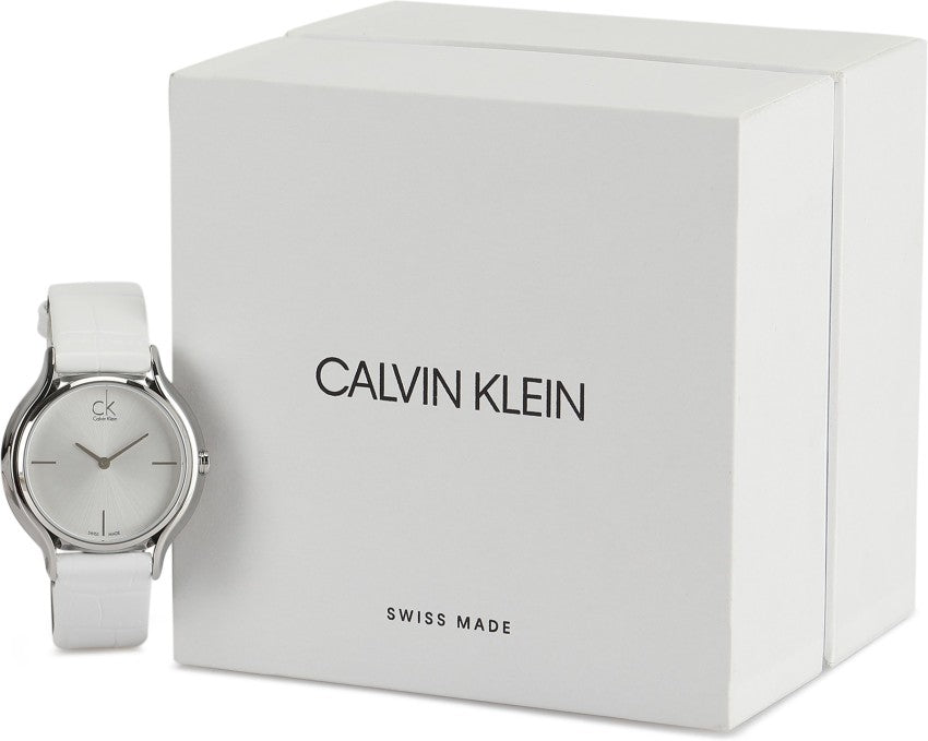  Shop Authentic Calvin Klein Skirt White Dial White Leather Strap Watch for Women - K2U231K6 - Luxxuri