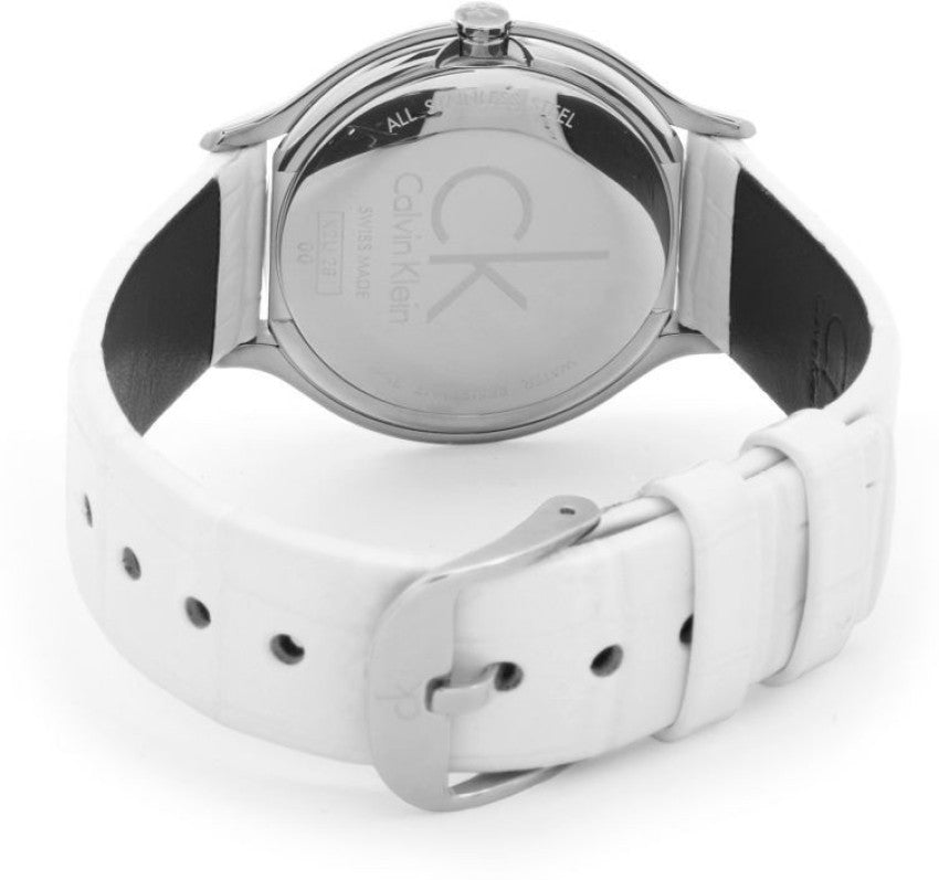  Shop Authentic Calvin Klein Skirt White Dial White Leather Strap Watch for Women - K2U231K6 - Luxxuri