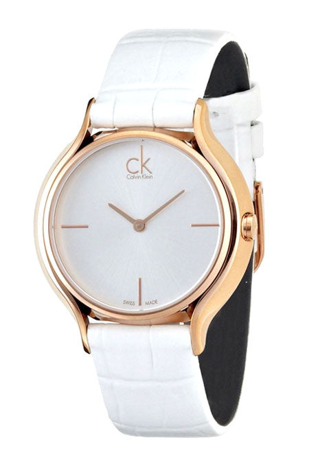  Shop Authentic Calvin Klein Skirt White Dial White Leather Strap Watch for Women - K2U236K6 - Luxxuri
