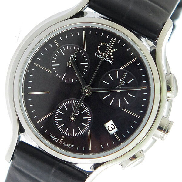 Shop Authentic Calvin Klein Skirt Chronograph Black Dial Black Leather Strap Watch for Men - K2U291C1 - Luxxuri
