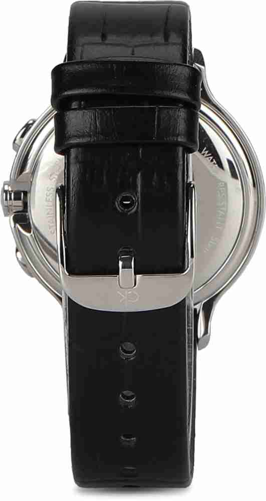  Shop Authentic Calvin Klein Skirt Chronograph Black Dial Black Leather Strap Watch for Men - K2U291C1 - Luxxuri