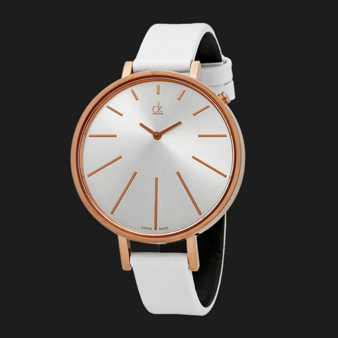  Shop Authentic Calvin Klein Equal Silver Dial White Leather Strap Watch for Women - K3E236L6 - Luxxuri