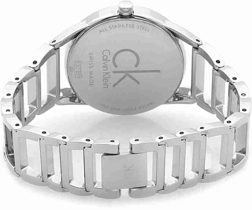  Shop Authentic Calvin Klein Stately Black Dial Silver Steel Strap Watch for Women - K3G23121 - Luxxuri