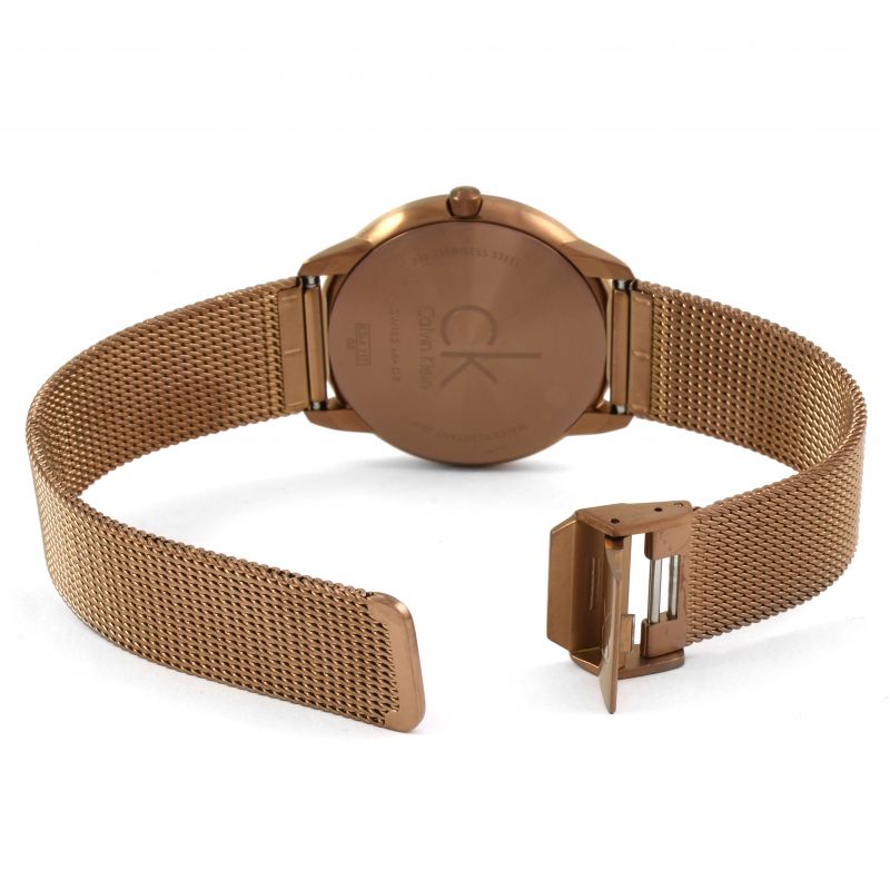  Shop Authentic Calvin Klein Minimal Quartz Pink Gold Dial Pink Gold Mesh Bracelet Watch for Men - K3M11TFK - Luxxuri