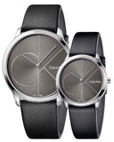  Shop Authentic Calvin Klein Minimal Grey Dial Black Leather Strap Watch for Men - K3M221C3 - Luxxuri