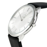  Shop Authentic Calvin Klein Minimalist White Dial Black Leather Strap Watch for Men - K3M211C6 - Luxxuri