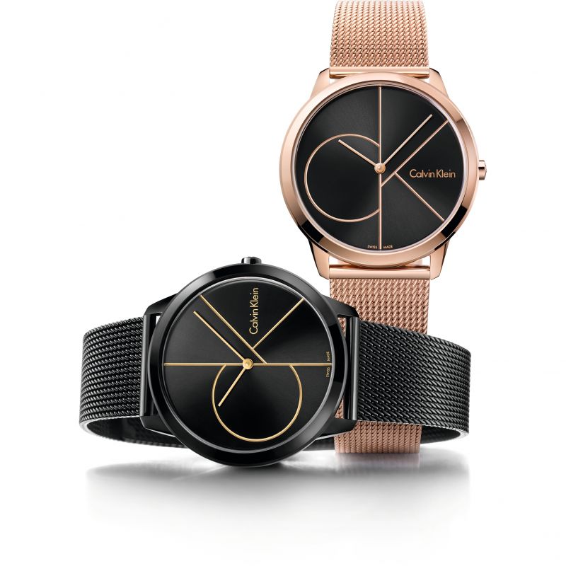  Shop Authentic Calvin Klein Minimal Black Dial Rose Gold Mesh Bracelet Watch for Men - K3M21621 - Luxxuri