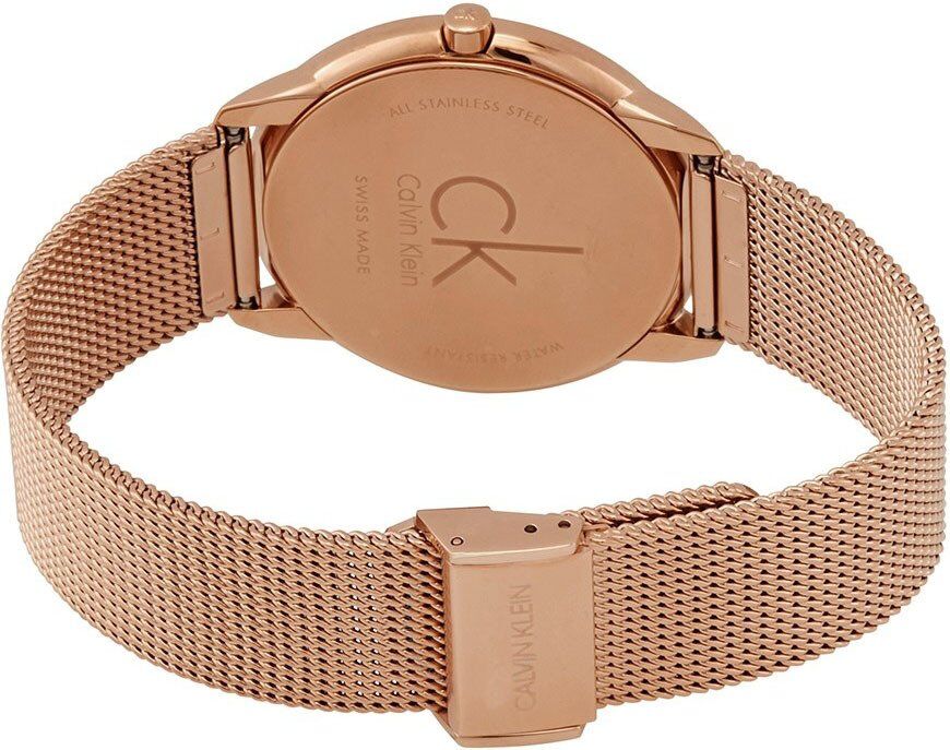  Shop Authentic Calvin Klein Minimal Black Dial Rose Gold Mesh Bracelet Watch for Men - K3M2162Y - Luxxuri