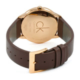  Shop Authentic Calvin Klein Minimal White Dial Brown Leather Strap Watch for Men - K3M216G6 - Luxxuri