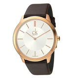  Shop Authentic Calvin Klein Minimal White Dial Brown Leather Strap Watch for Men - K3M216G6 - Luxxuri