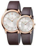 Shop Authentic Calvin Klein Minimal White Dial Brown Leather Strap Watch for Women - K3M226G6 - Luxxuri