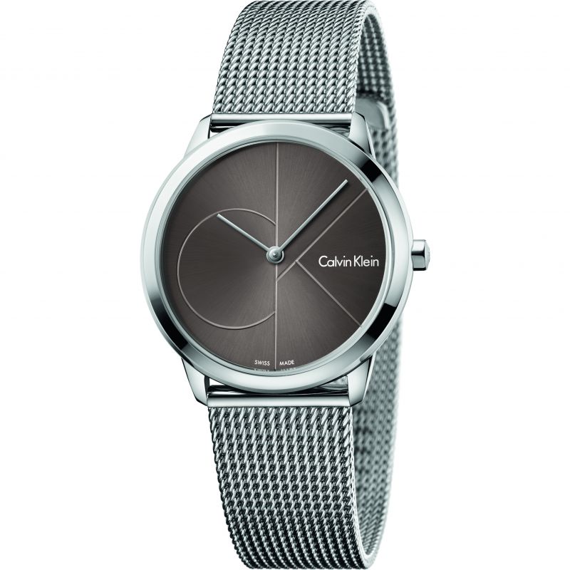  Shop Authentic Calvin Klein Minimal Black Dial Silver Mesh Bracelet Watch for Women - K3M22123 - Luxxuri
