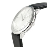  Shop Authentic Calvin Klein Minimal Silver Dial Black Leather Strap Watch for Women - K3M221C6 - Luxxuri