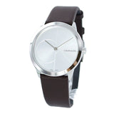  Shop Authentic Calvin Klein Minimal Silver Dial Brown Leather Strap Watch for Men - K3M221G6 - Luxxuri