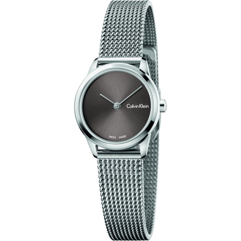  Shop Authentic Calvin Klein Minimal Grey Dial Silver Mesh Bracelet Watch for Women - K3M231Y3 - Luxxuri