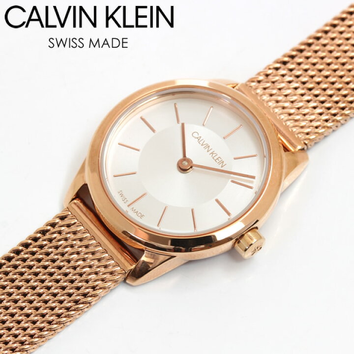  Shop Authentic Calvin Klein Minimal White Dial Rose Gold Mesh Bracelet Watch for Women - K3M23626 - Luxxuri