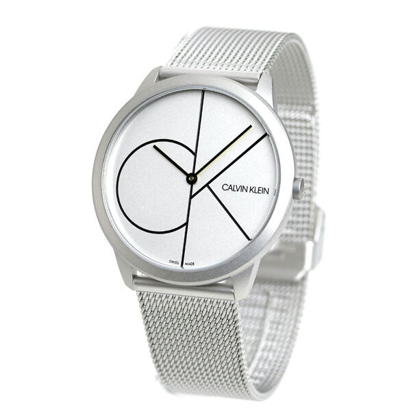  Shop Authentic Calvin Klein Minimal White Dial Silver Mesh Bracelet Watch for Men - K3M5115X - Luxxuri